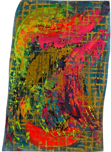 Irene Laksine large acrylic on PVC ref 31 Framed, black frame